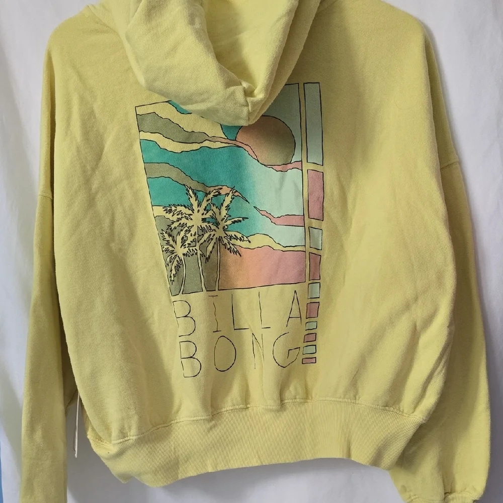 Billabong All Time Fleece Cropped Hoodie Trip Around The Sun NWT Sz Large - Picture 6 of 8